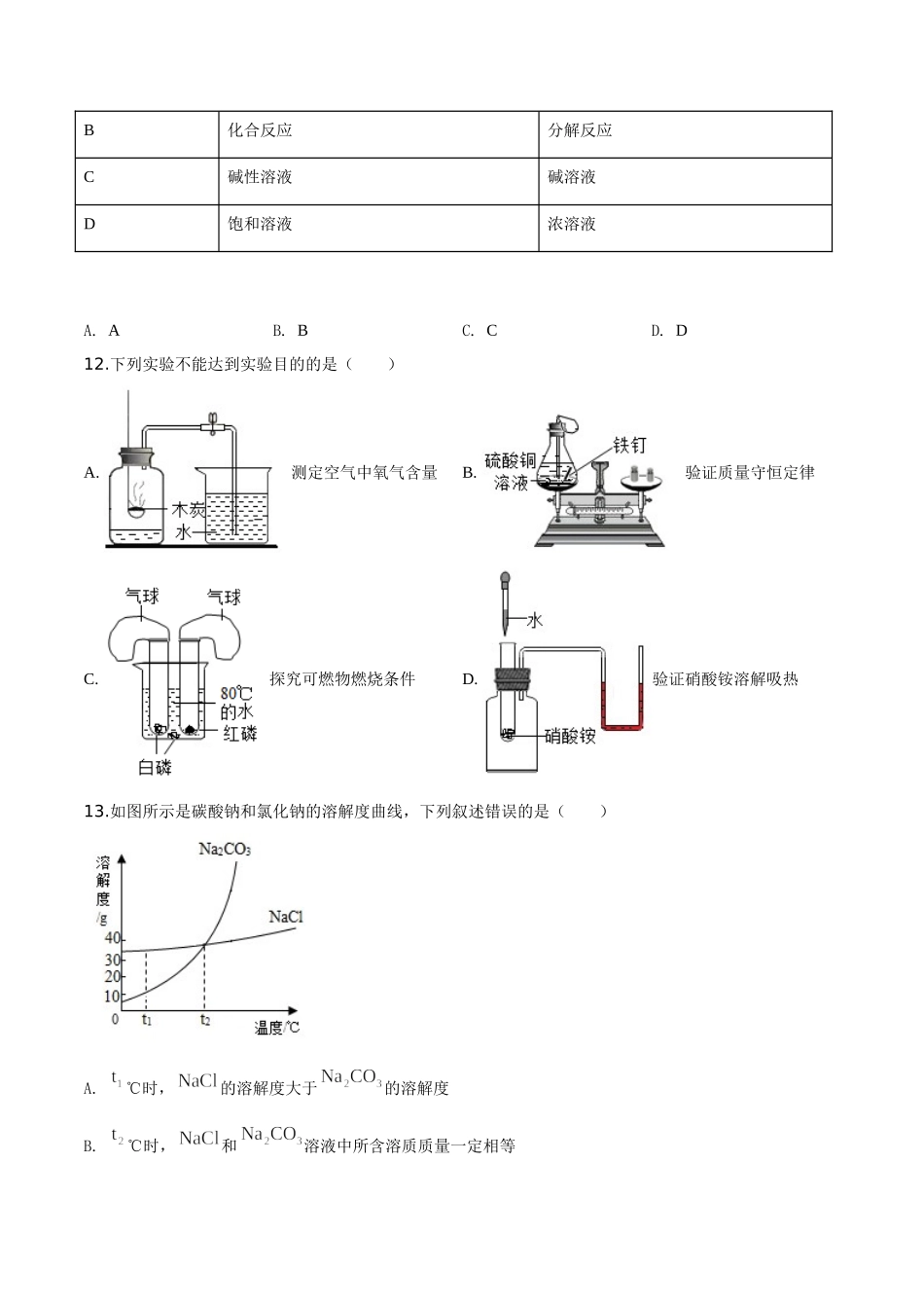 精品解析：江苏省无锡市2019年中考化学试题（原卷版）.doc_第3页