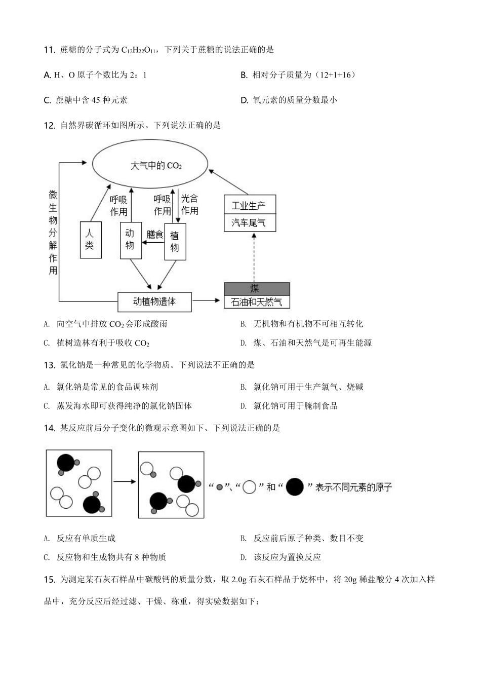 精品解析：江苏省扬州市2021年中考化学试题（原卷版）.pdf_第2页