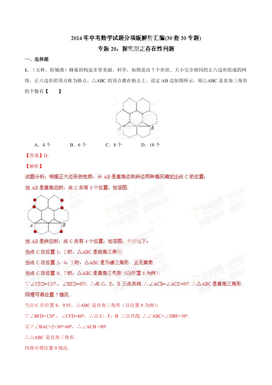 专题20 探究型之存在性问题（解析板）.pdf_第1页