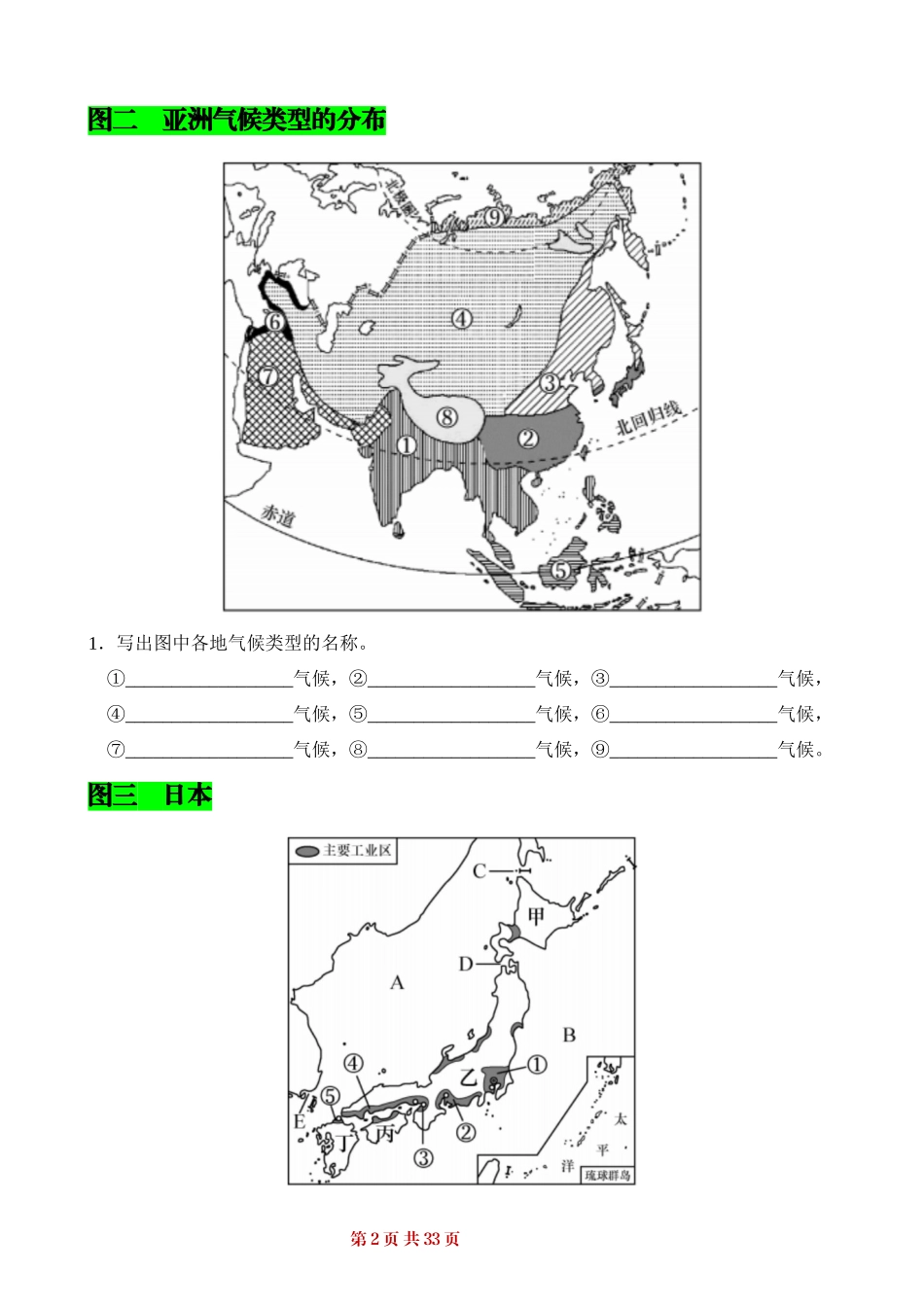 七年级（下册）地理：18个重点识图（背诵+默写）.docx_第2页