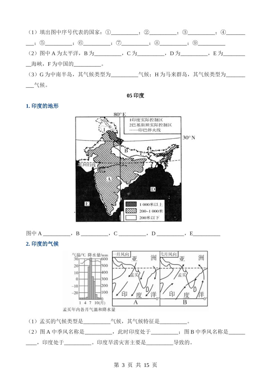 七年级（下册）地理重点地图速记（默写+答案）.docx_第3页