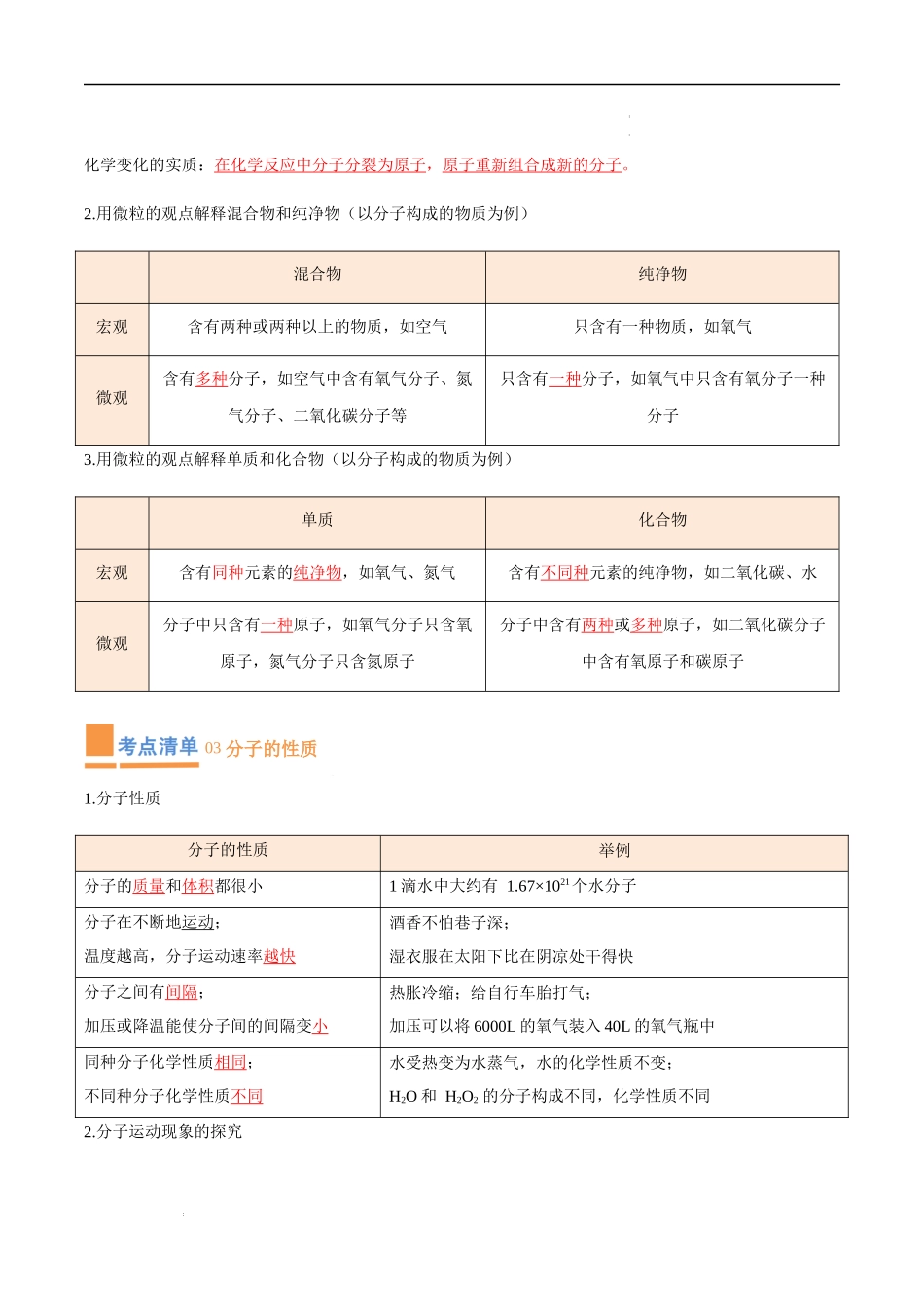 专题03 物质构成的奥秘【考点清单】-2023-2024学年化学九年级上册期中考点大串讲（人教版）（解析版）.docx_第2页