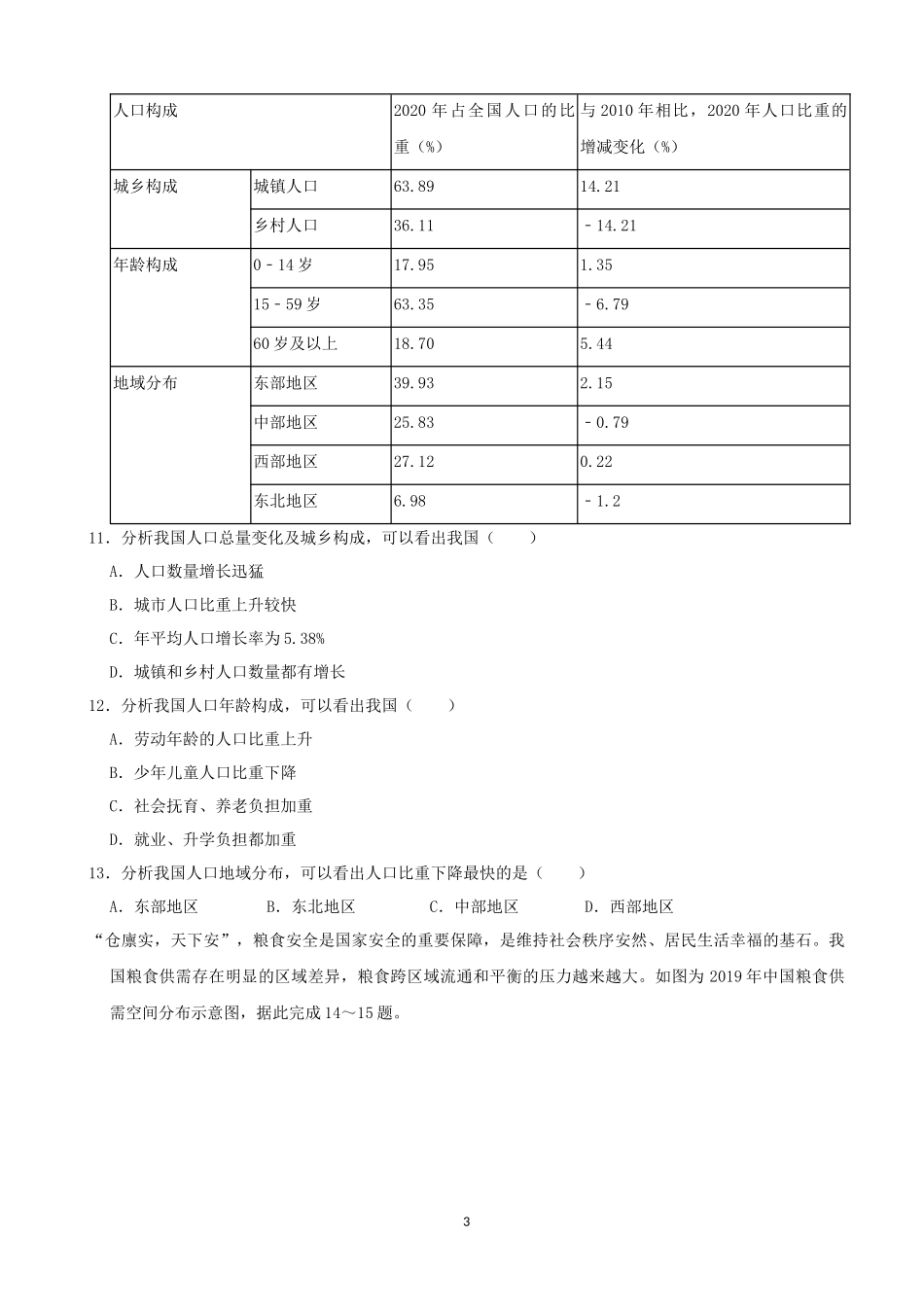 2021潍坊市中考地理试题真题（教师版）.docx_第3页