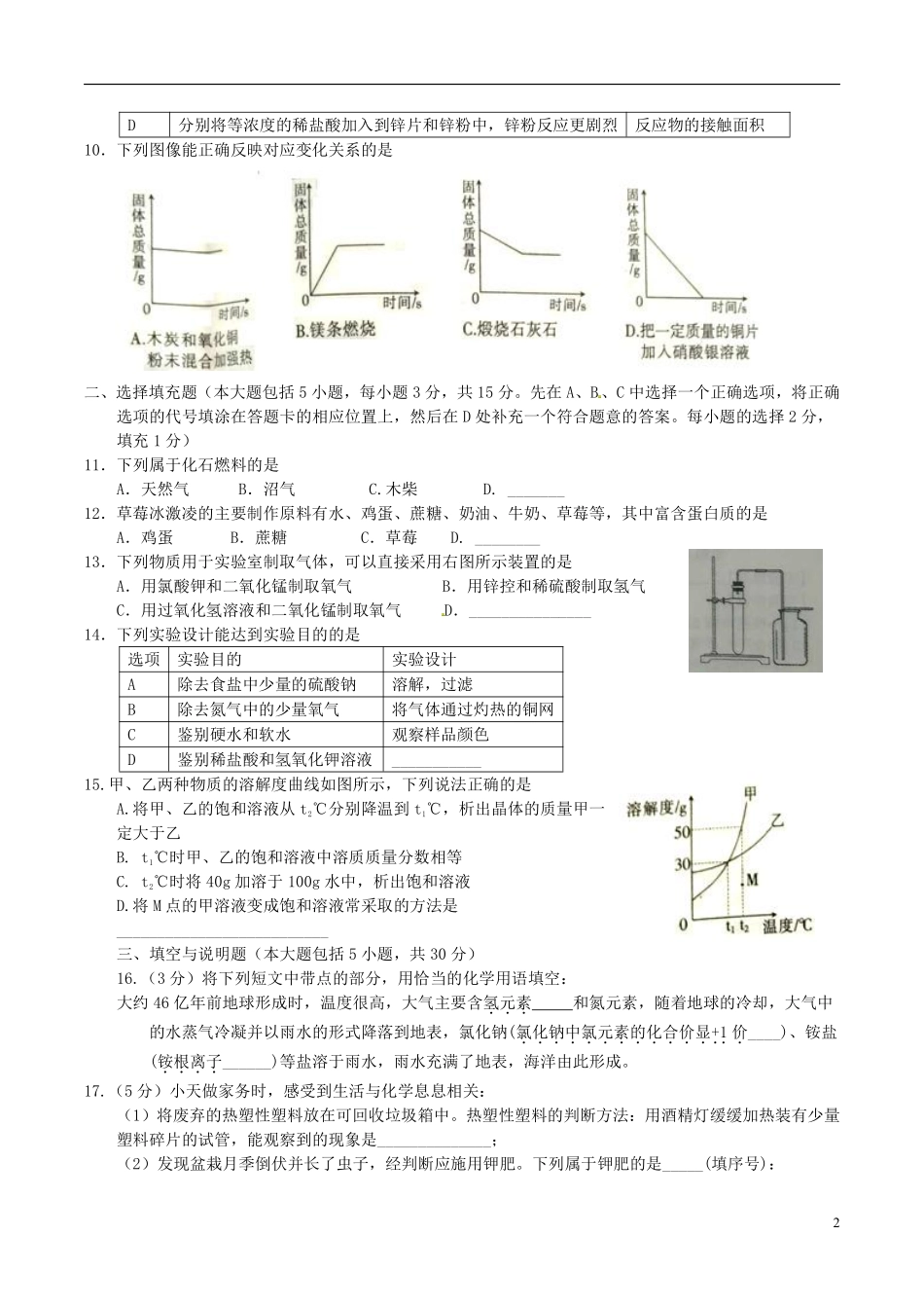 江西省2017年中考化学真题试题（含答案）.pdf_第2页