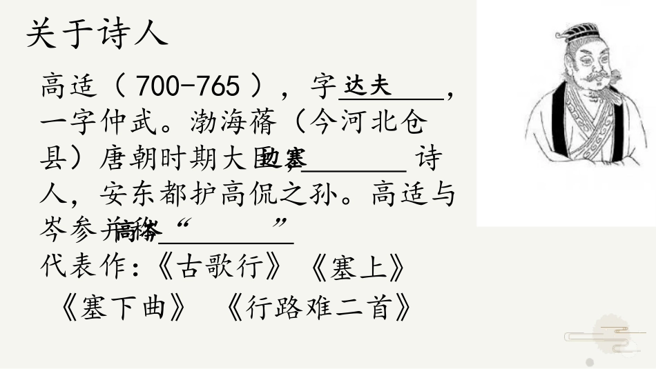古诗词诵读《燕歌行》-【中职专用】2023-2024学年高一语文随堂同步名师课堂（高教版2023·基础模块上册）.pptx_第3页