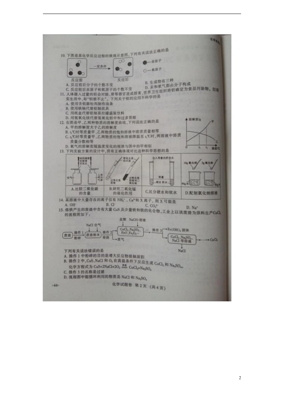 江西省南昌市2015年中考化学真题试题（扫描版，含答案）.pdf_第2页