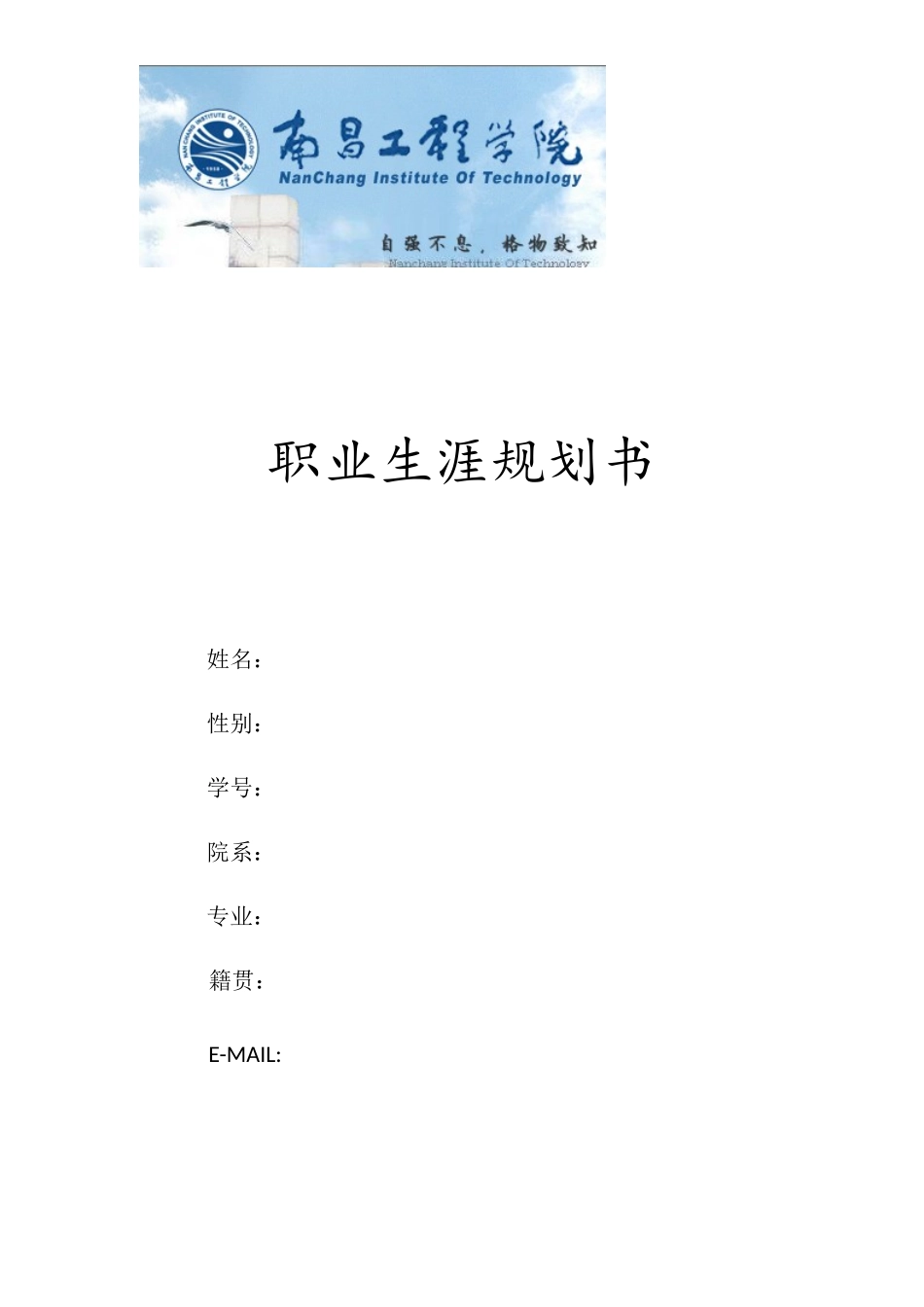 南昌工程学院计算机应用技术专业大学生职业生涯规划书.doc_第1页