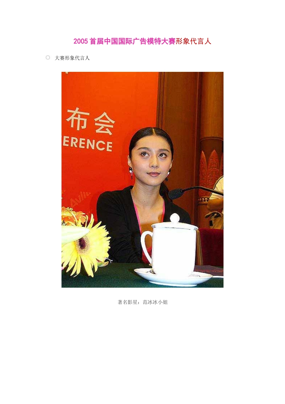 2005首届中国国际广告模特大赛形象代言人.doc_第1页