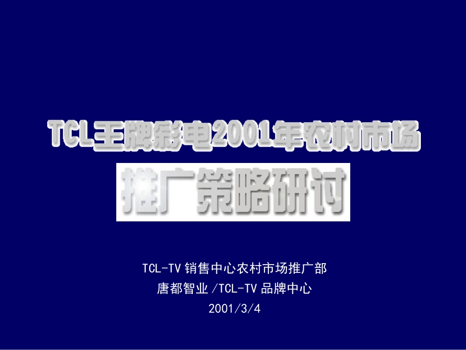 TCL王牌彩电2001年农村市场推广策略研讨.ppt_第2页