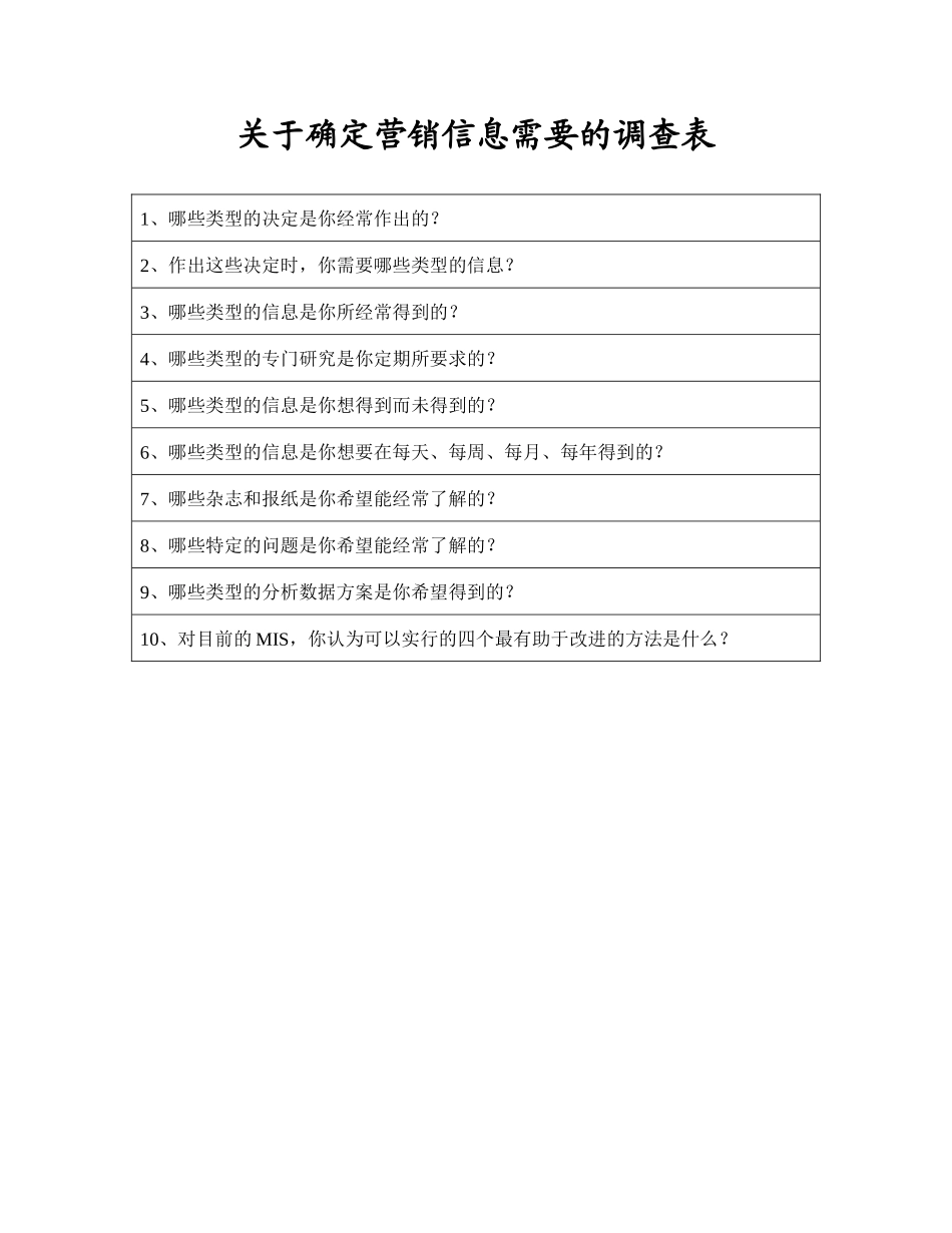 安盛关于确定营销信息需要的调查表.doc_第1页