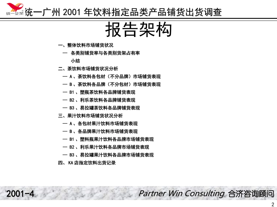 合济咨询-统一广州2001年饮料指定品产品铺货、出货调查报告类.ppt_第2页