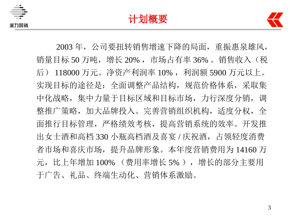 派力-惠泉股份有限公司2003年营销计划.ppt_第3页