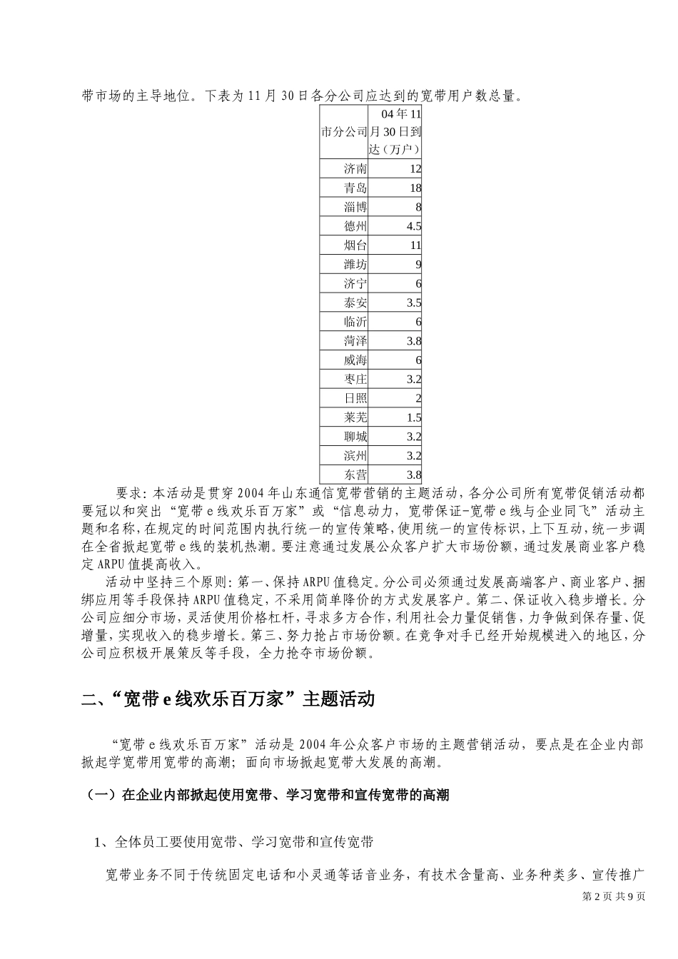 山东通信2004年宽带业务营销活动方案(讨论稿).doc_第2页