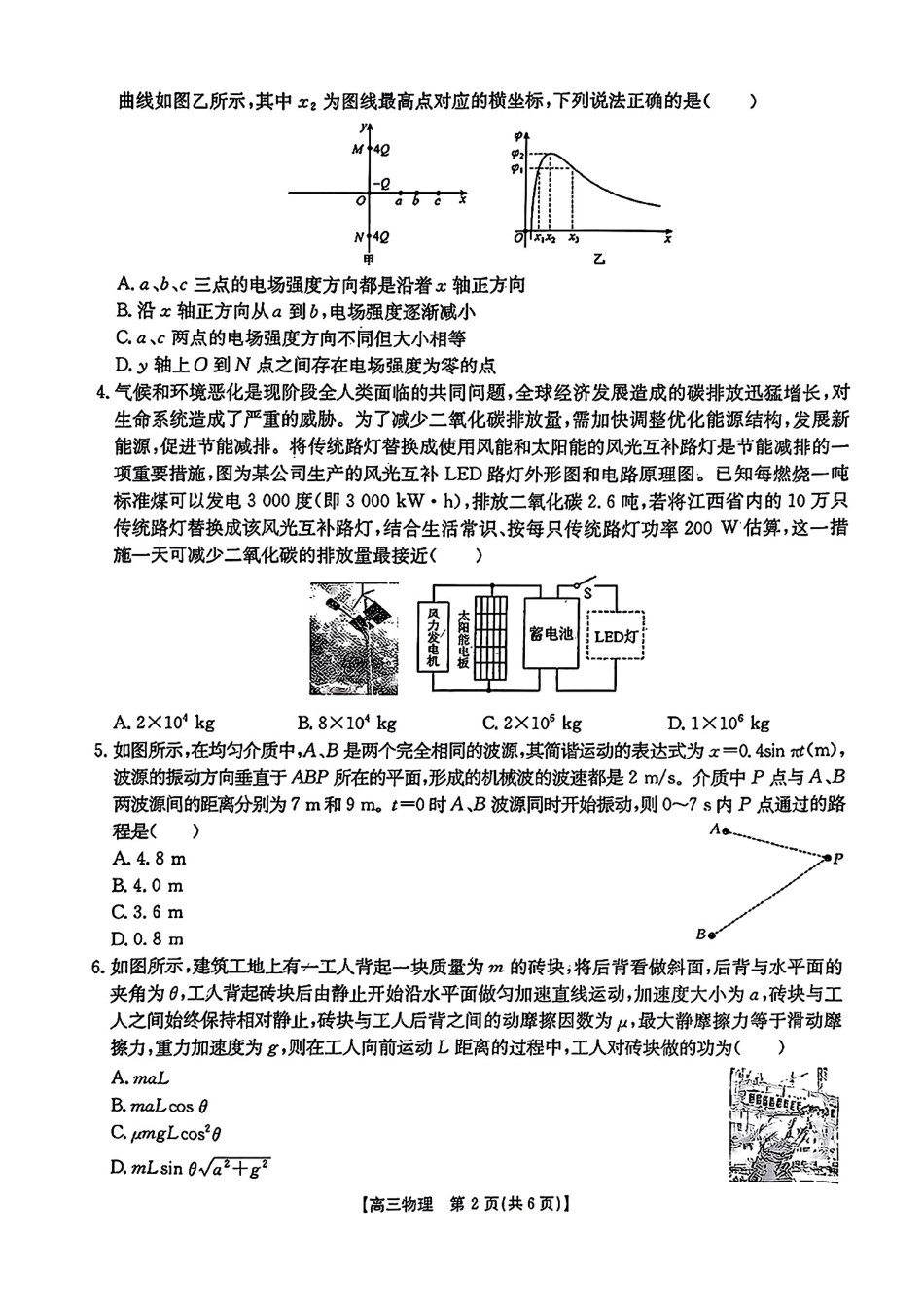 江西省2024年“三新”协同教研共同体高三12月联考物理试卷+答案.pdf_第2页