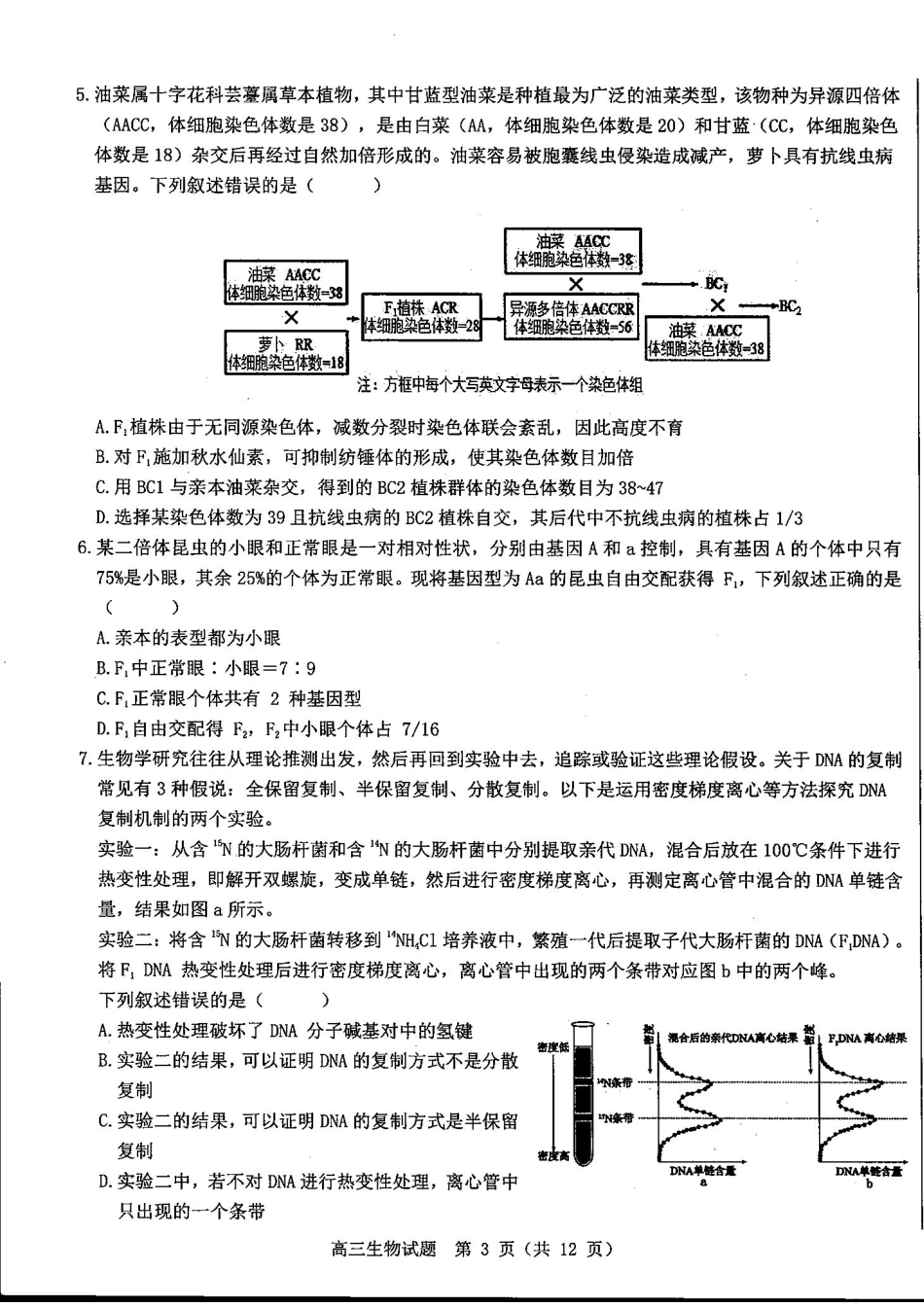 山东中学联盟2025届高三12月百校大联考生物试题.pdf_第3页