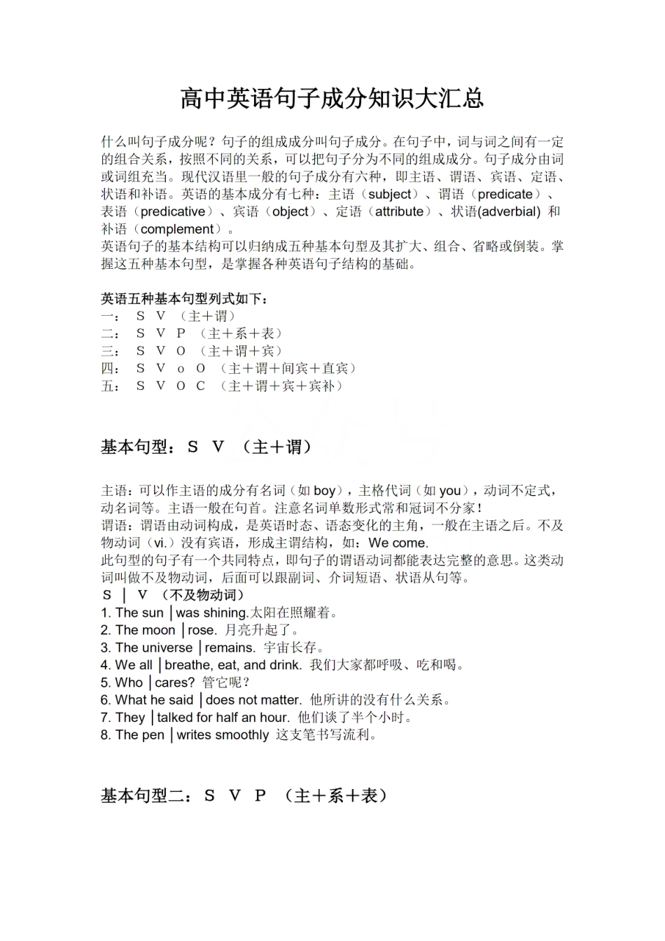 【语法】高中英语句子成分知识大汇总 .pdf_第1页