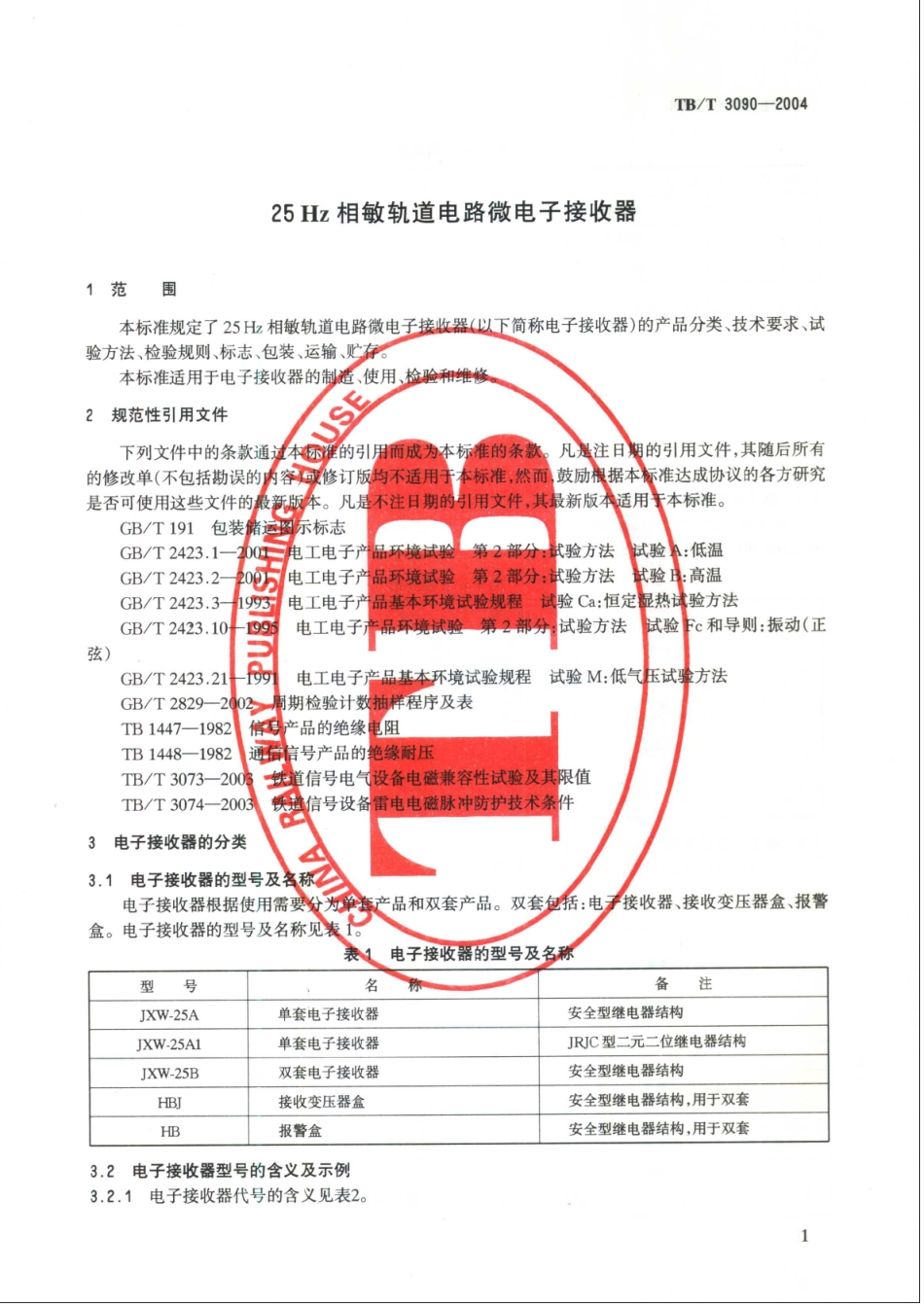 TBT3090-2004 25Hz相敏轨道电路微电子接收器.pdf_第2页