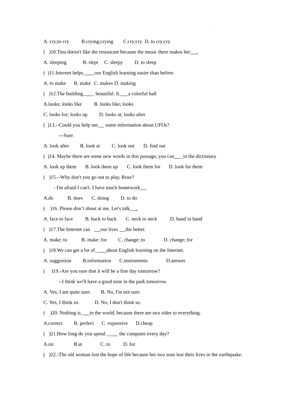 Unit 4 topic3语法知识练习2022-2023学年仁爱版英语八年级上册 .docx_第2页