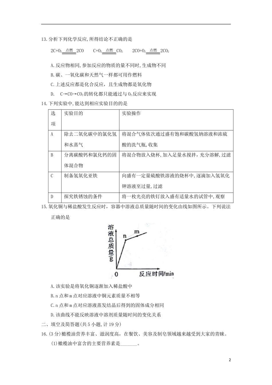 陕西省2018年中考化学真题试题（含答案）.doc_第2页