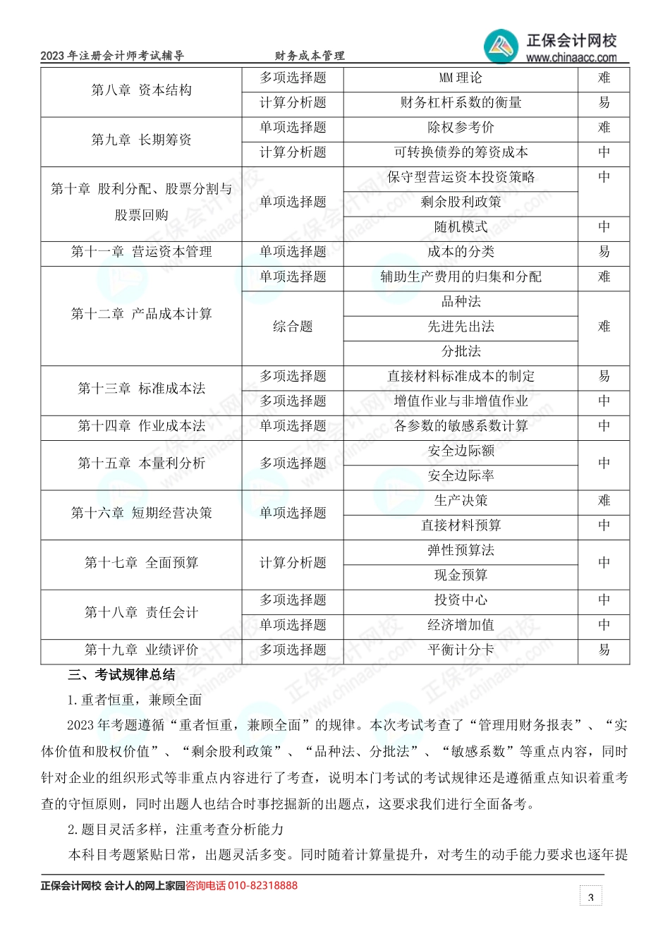 2023年注会《财务成本管理》考情分析及2024年考情猜想.docx_第3页