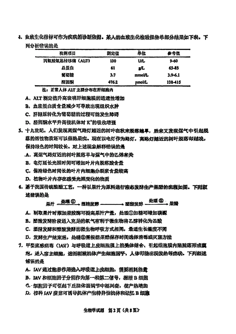 2025年1月山西、陕西、宁夏、青海普通高等学校招生考试适应性测试（八省联考）生物试卷（原卷版）.pdf_第2页