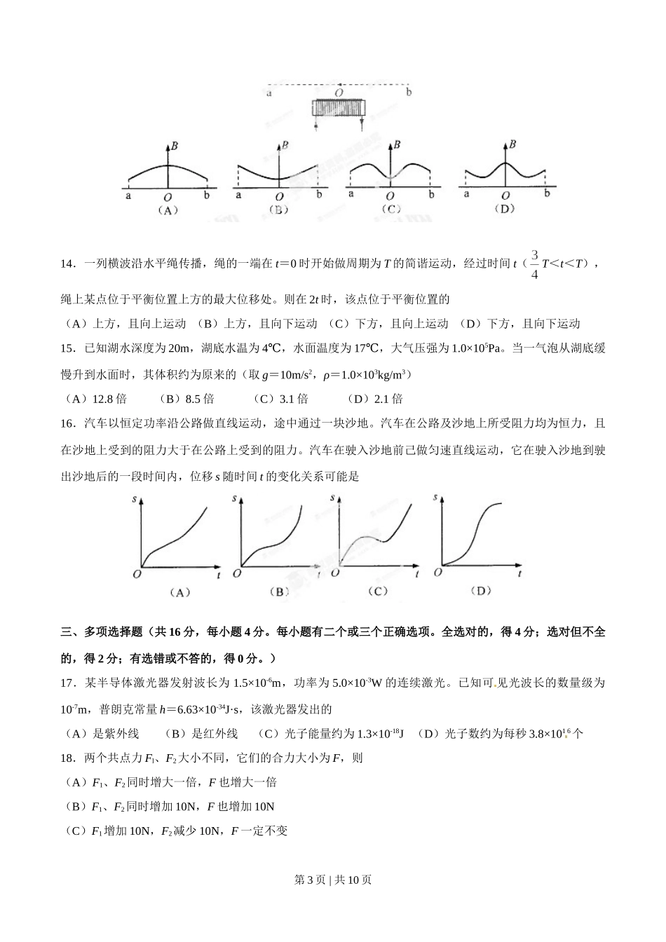 2013年高考物理试卷（上海）（空白卷）.doc_第3页