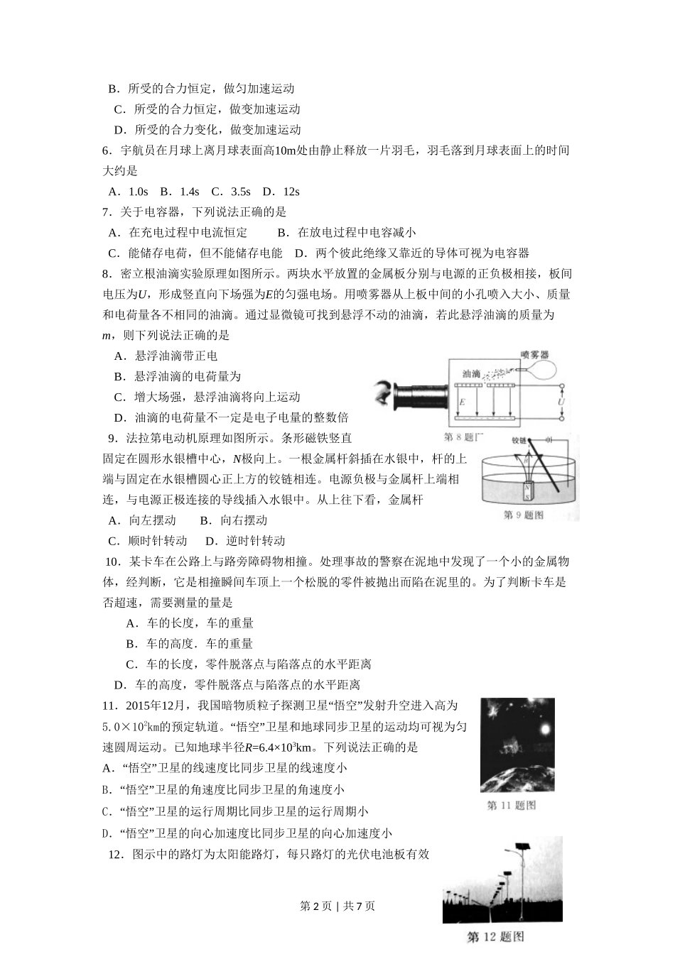 2016年高考物理试卷（浙江）（4月）（空白卷）.doc_第2页