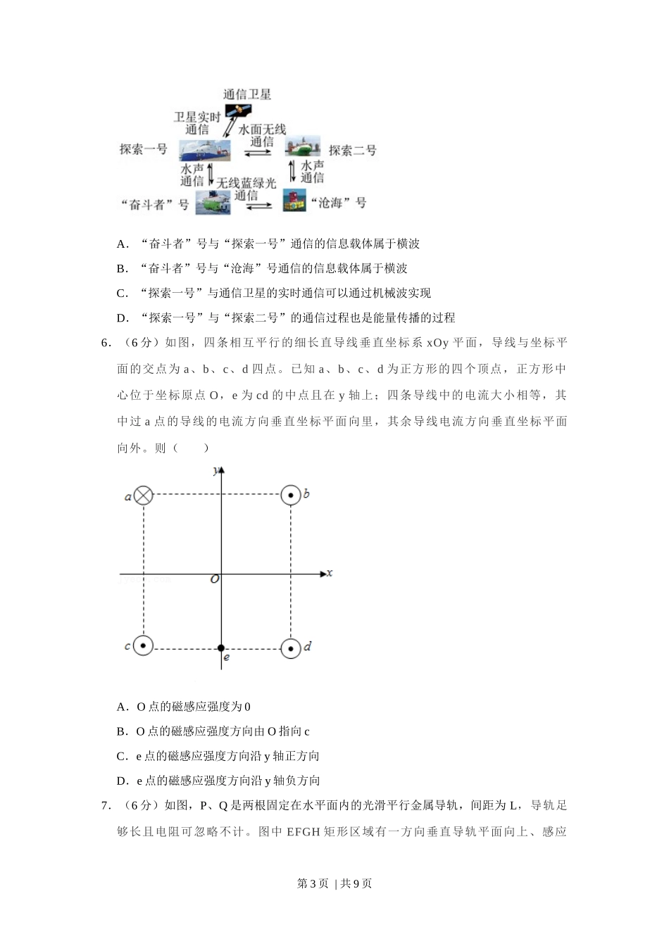 2021年高考物理试卷（福建）（空白卷）.docx_第3页