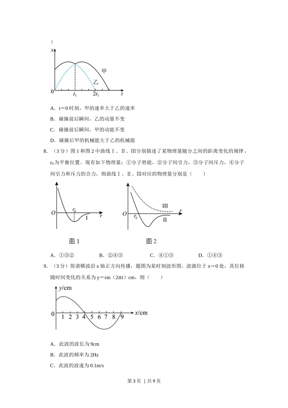 2021年高考物理试卷（重庆）（空白卷）.docx_第3页