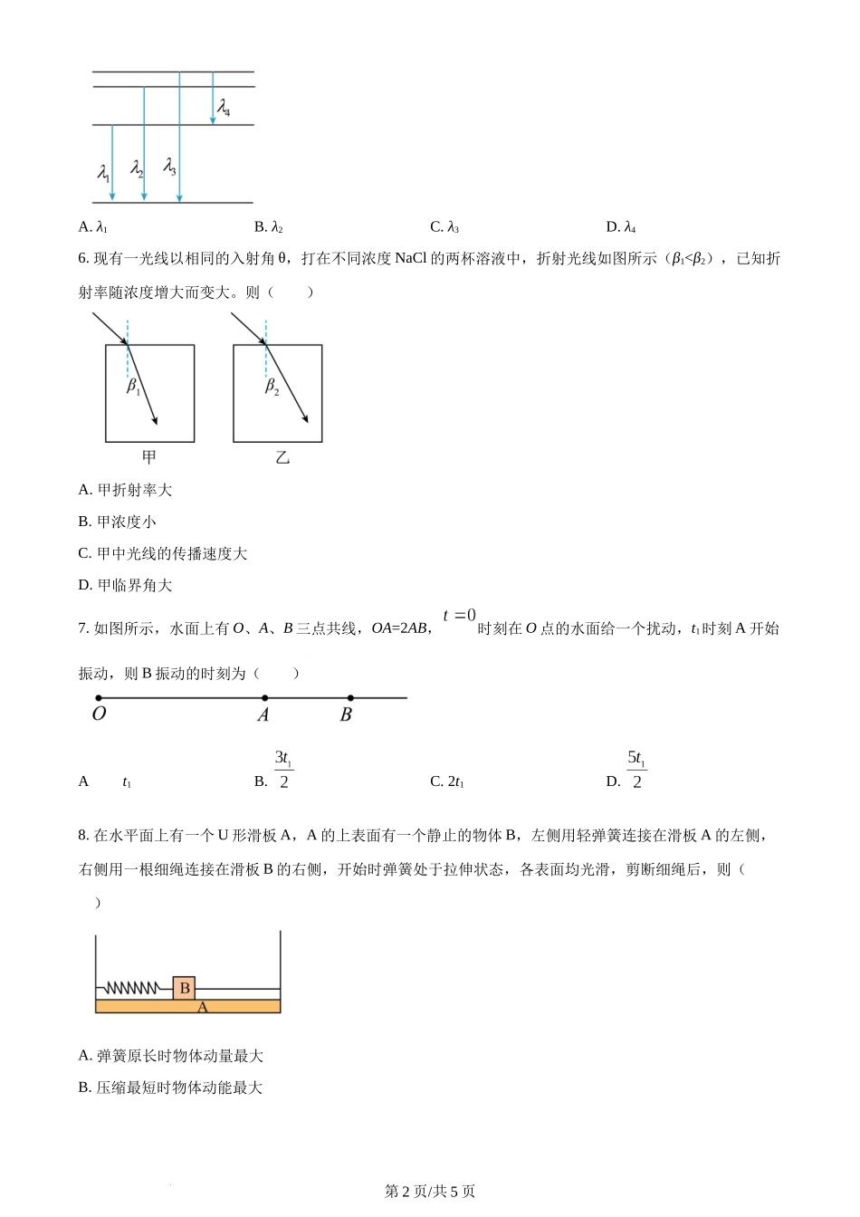 2024年高考物理试卷（江苏）（回忆版）（空白卷）缺第8题、第16题.docx_第2页