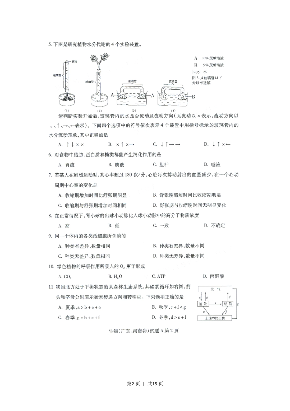 2001年河南高考生物真题及答案(图片版).pdf_第2页