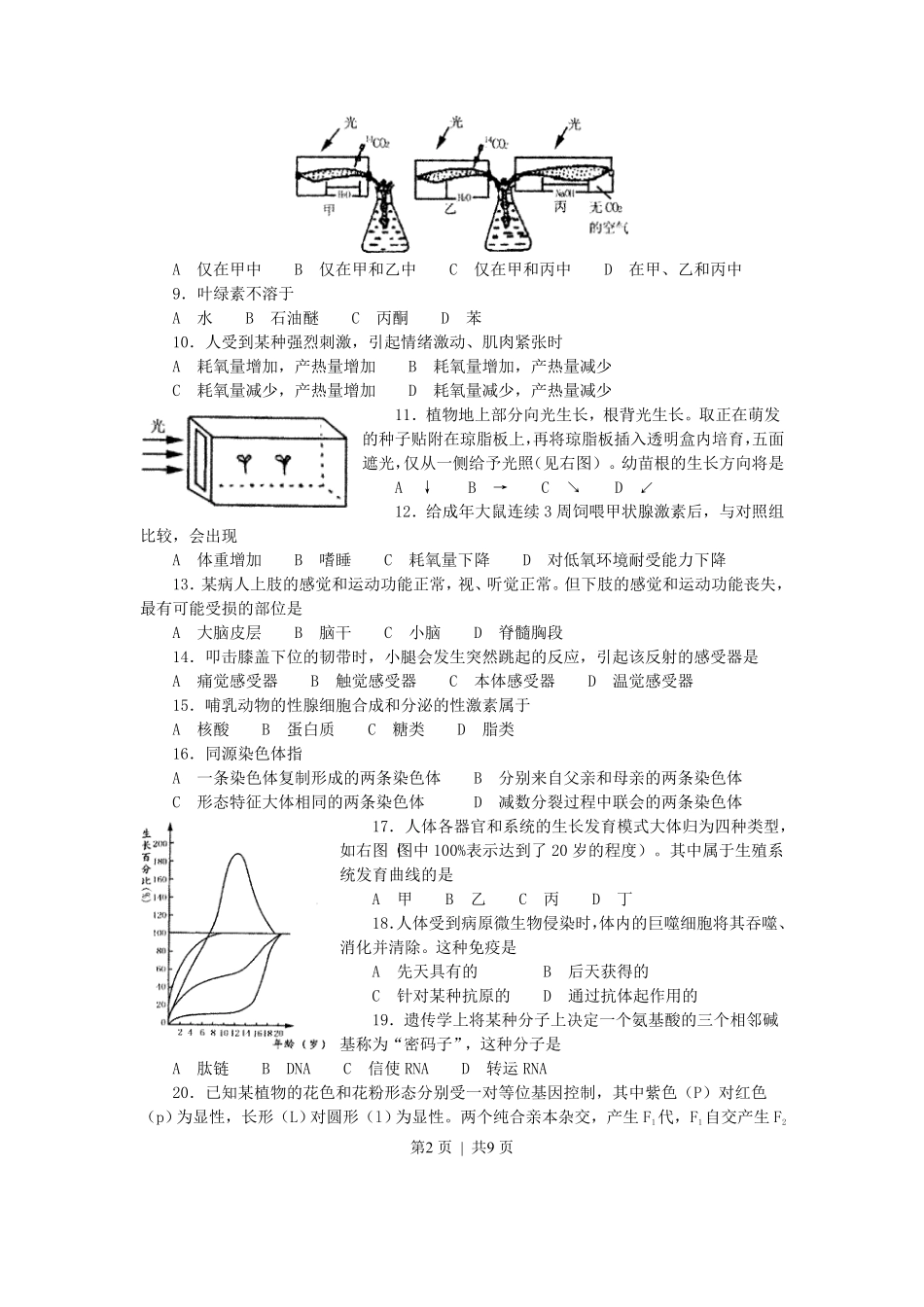 2002年河南高考生物真题及答案.pdf_第2页