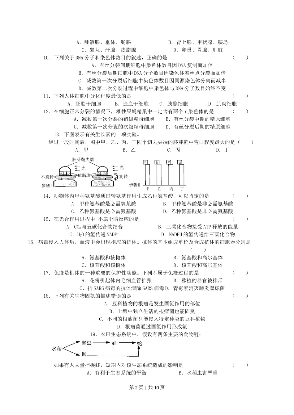 2004年江苏高考生物真题及答案.doc_第2页