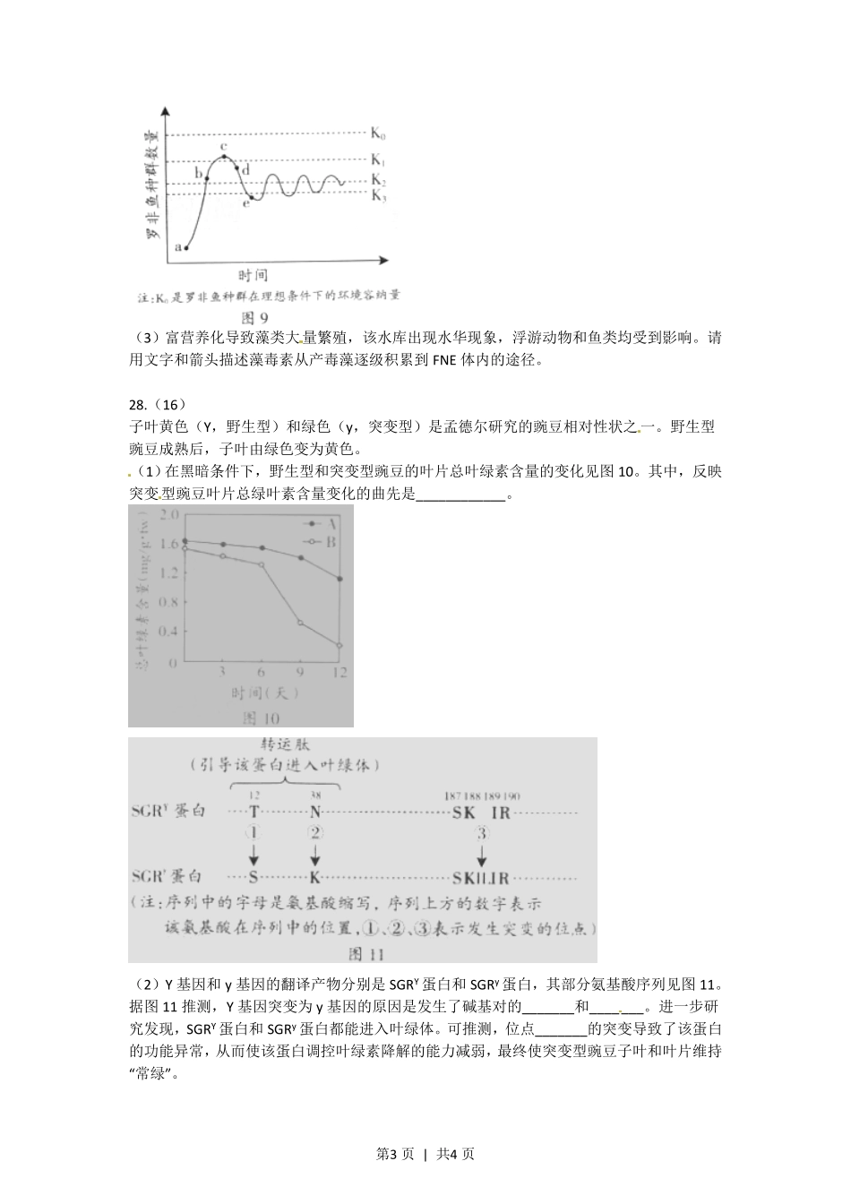 2012年高考生物试卷（广东）（空白卷）.pdf_第3页