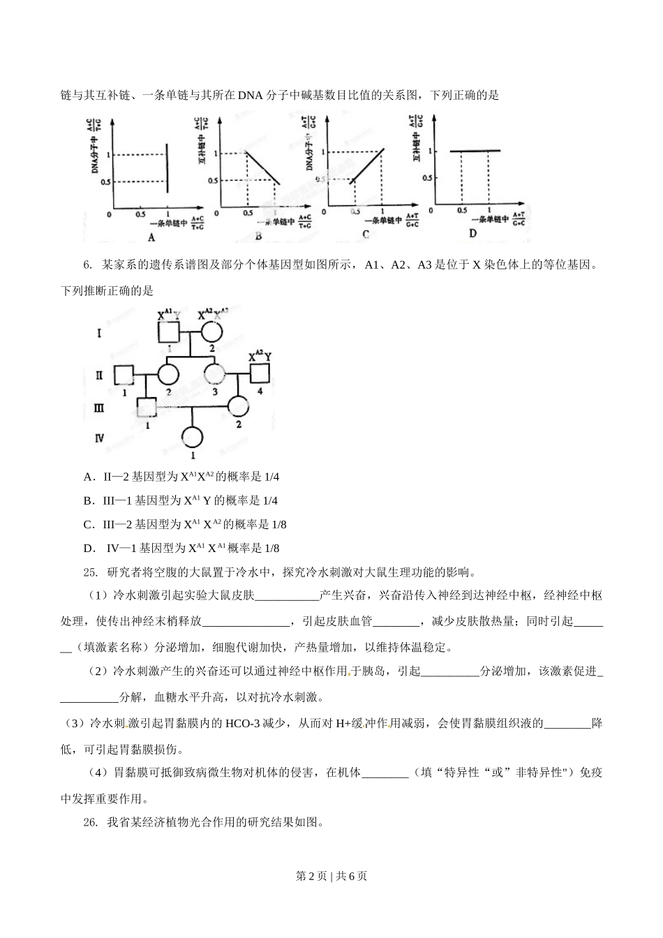 2014年高考生物试卷（山东）（空白卷）.doc_第2页