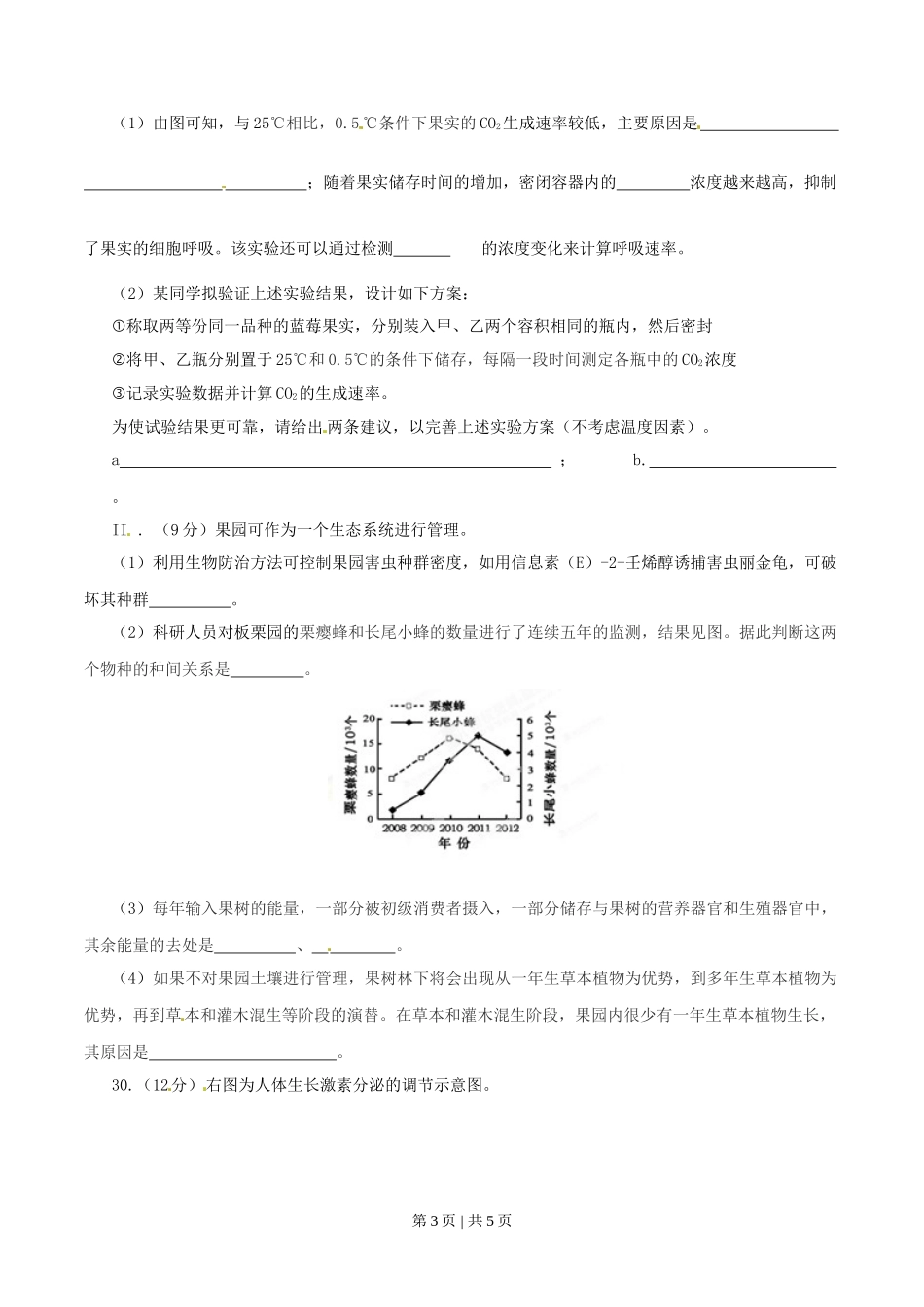 2015年高考生物试卷（安徽）（空白卷）.doc_第3页