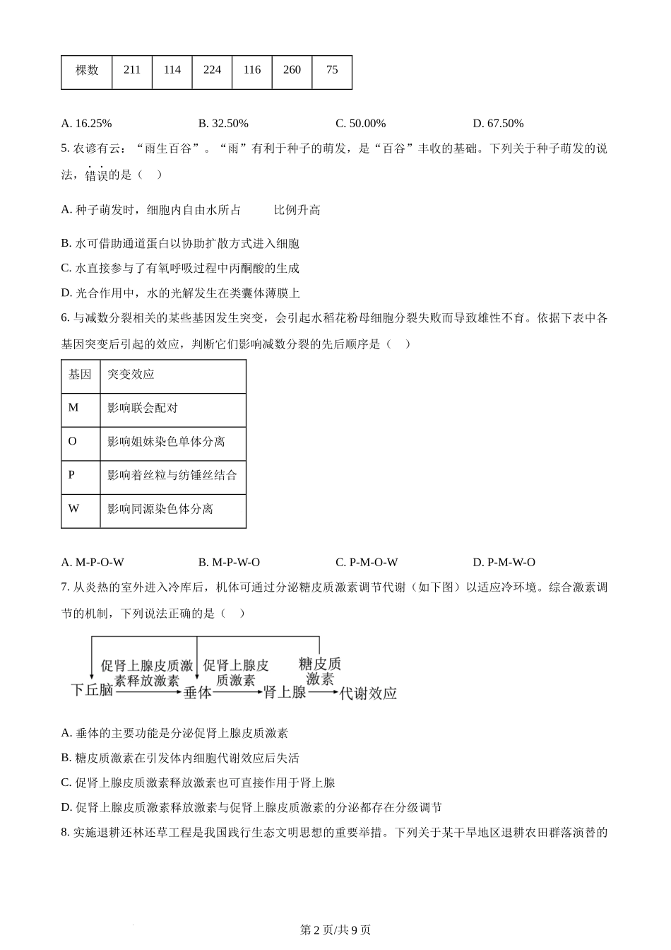 2024年高考生物试卷（江西）（空白卷）.docx_第2页
