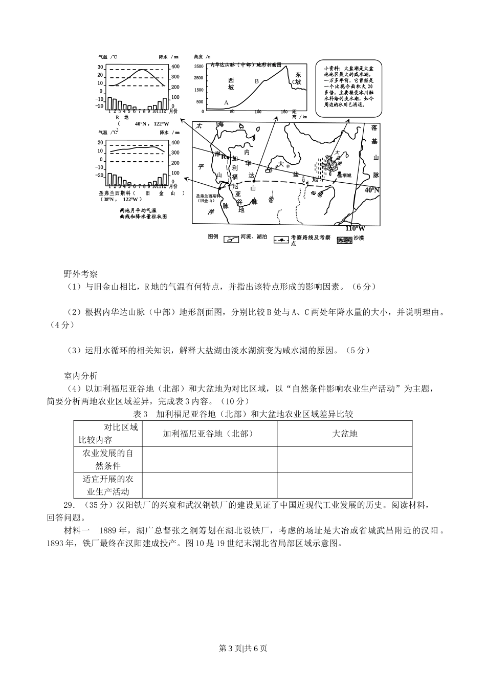 2011年高考地理试卷（山东）（空白卷）.doc_第3页