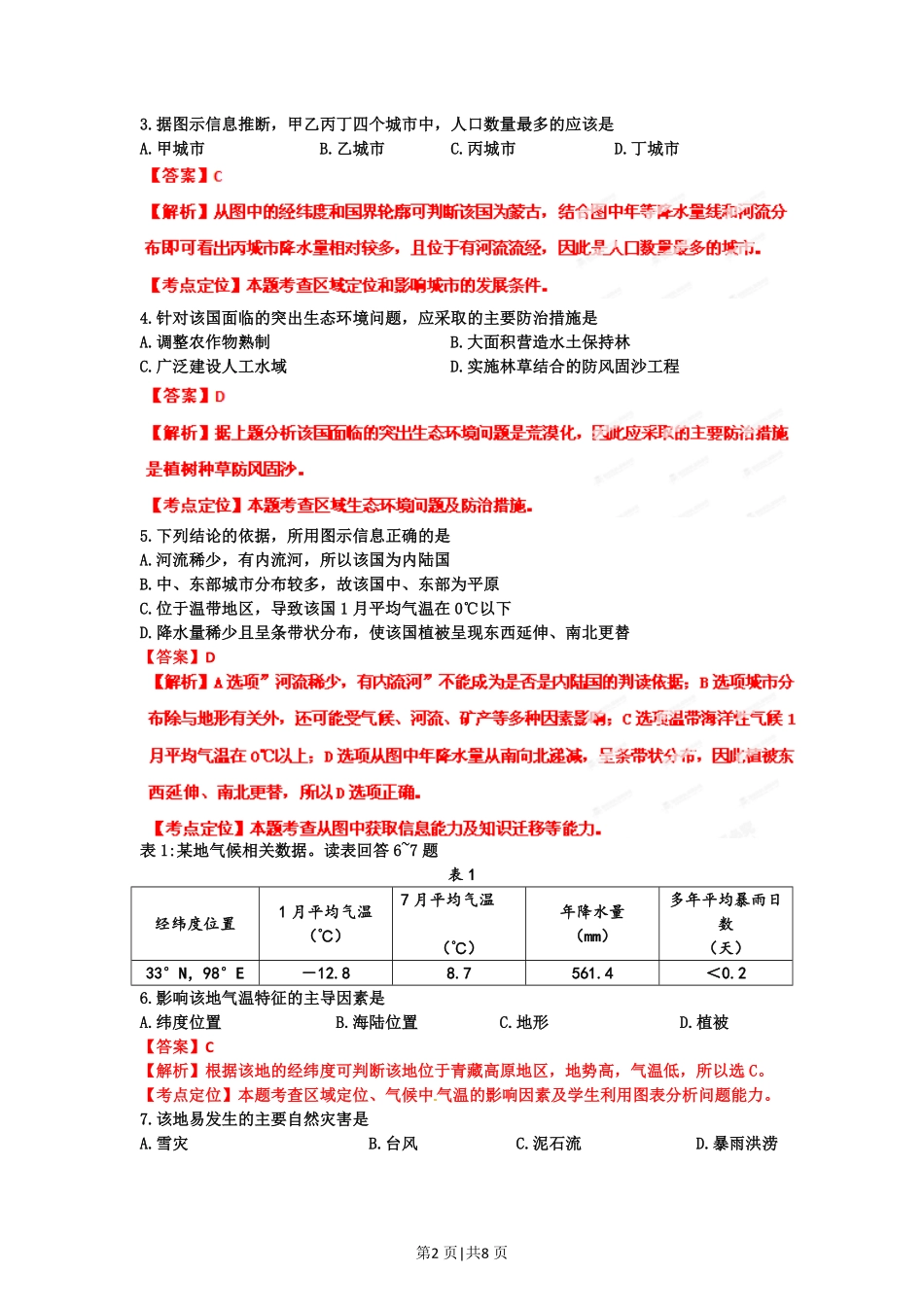 2012年高考地理试卷（四川）（解析卷）.pdf_第2页