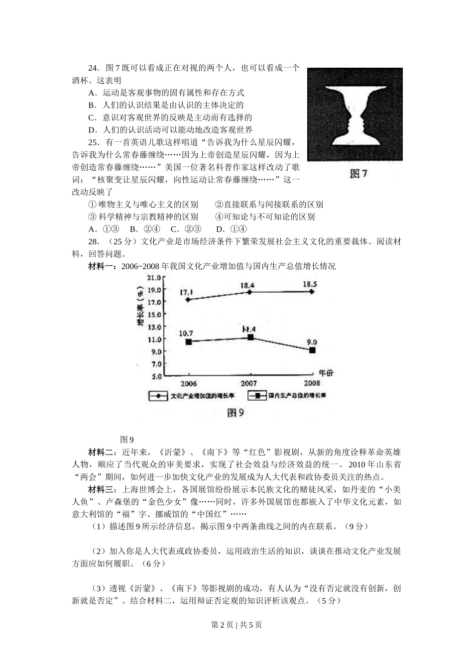 2010年高考生物政治（山东）（解析卷）.doc_第2页