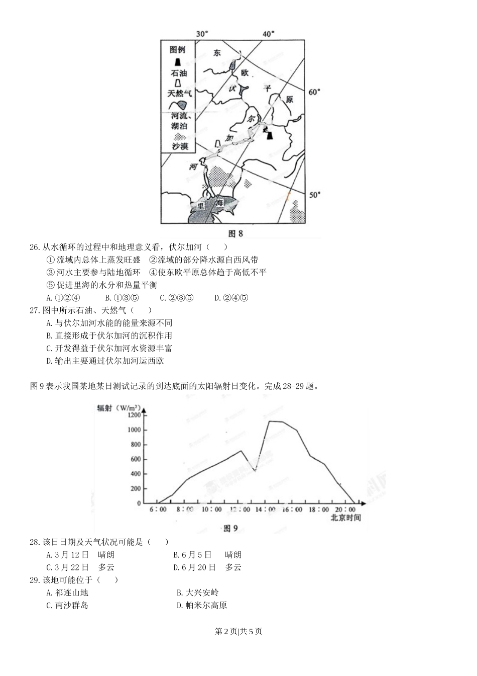 2013年高考地理试卷（安徽）（空白卷）.doc_第2页