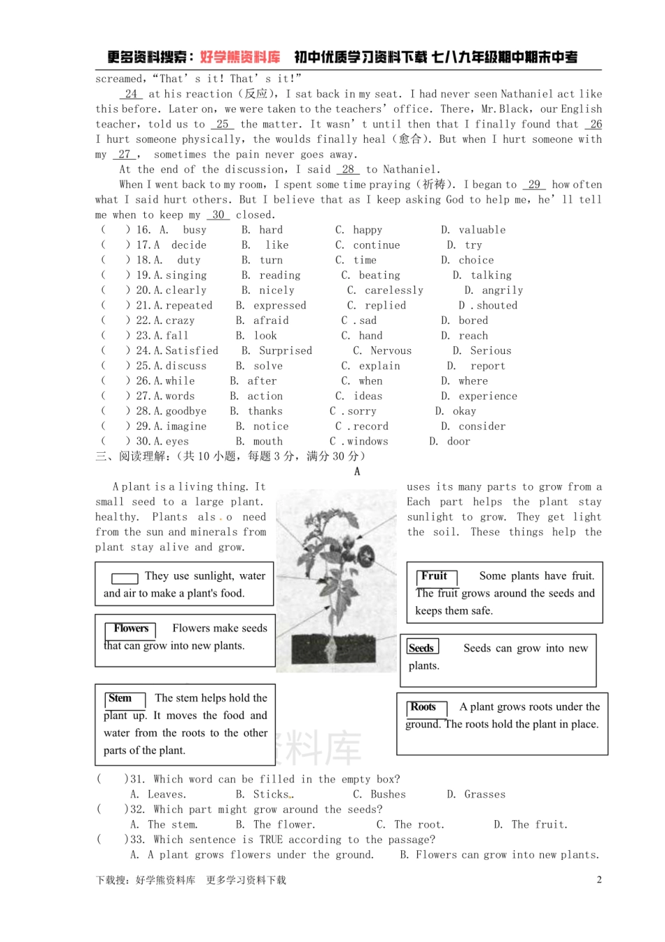 Unit 1 Know yourself单元综合测.pdf_第2页