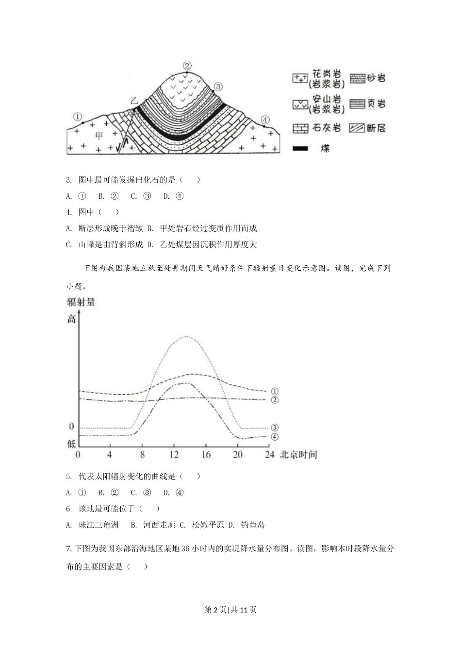 2020年高考地理试卷（北京）（空白卷）.doc_第2页