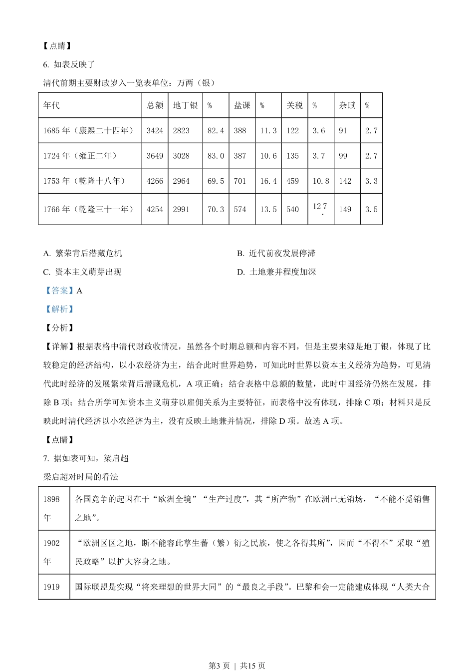 2021年高考历史试卷（海南）（解析卷）.pdf_第3页