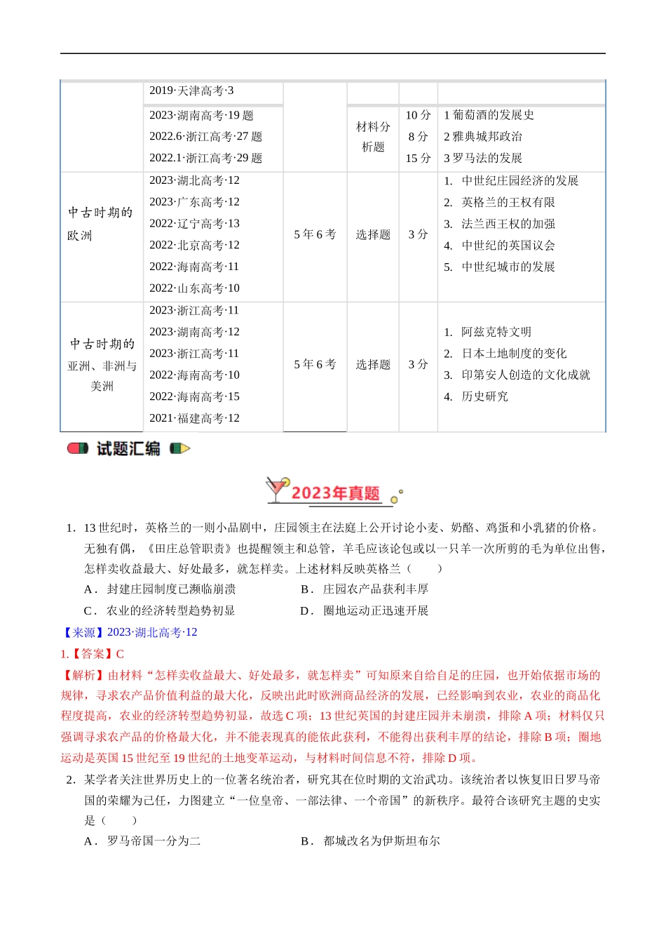 专题08 古代文明的产生、发展与中古时期的世界（解析版）.docx_第2页