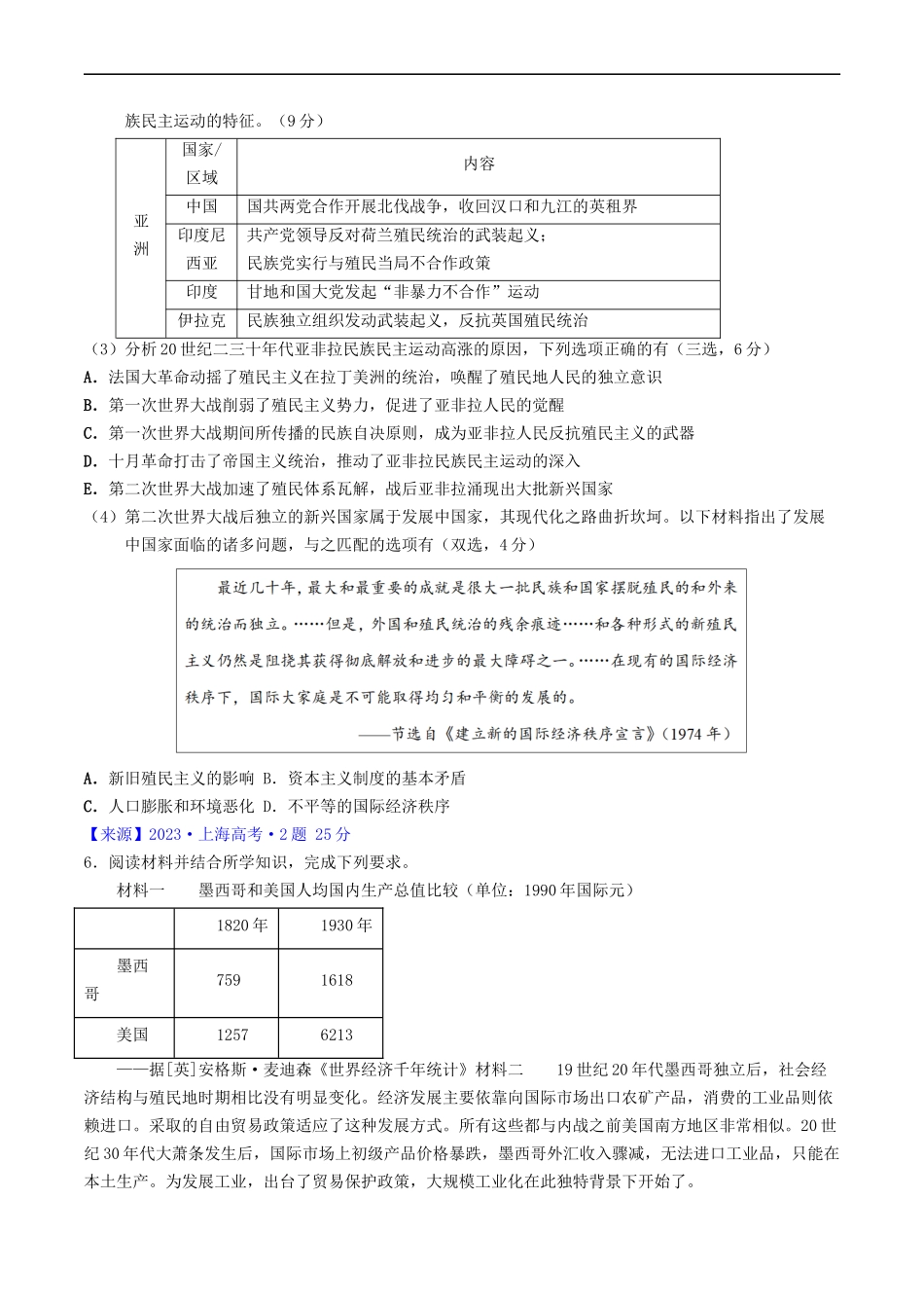 专题11 世界殖民体系与亚非拉民族民主运动（原卷版）.docx_第3页