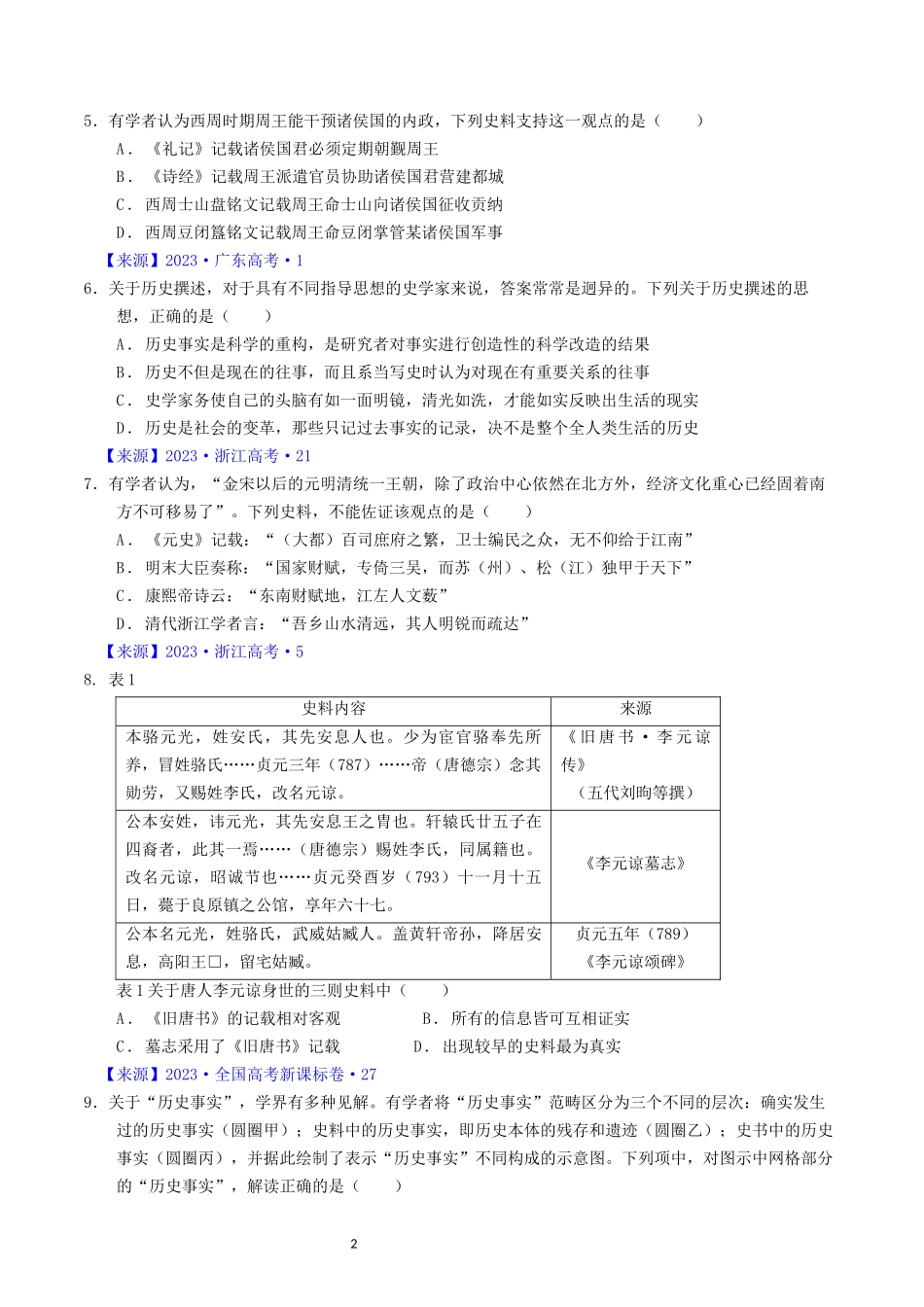 专题17 史学理论研究（ 原卷版）.docx_第2页