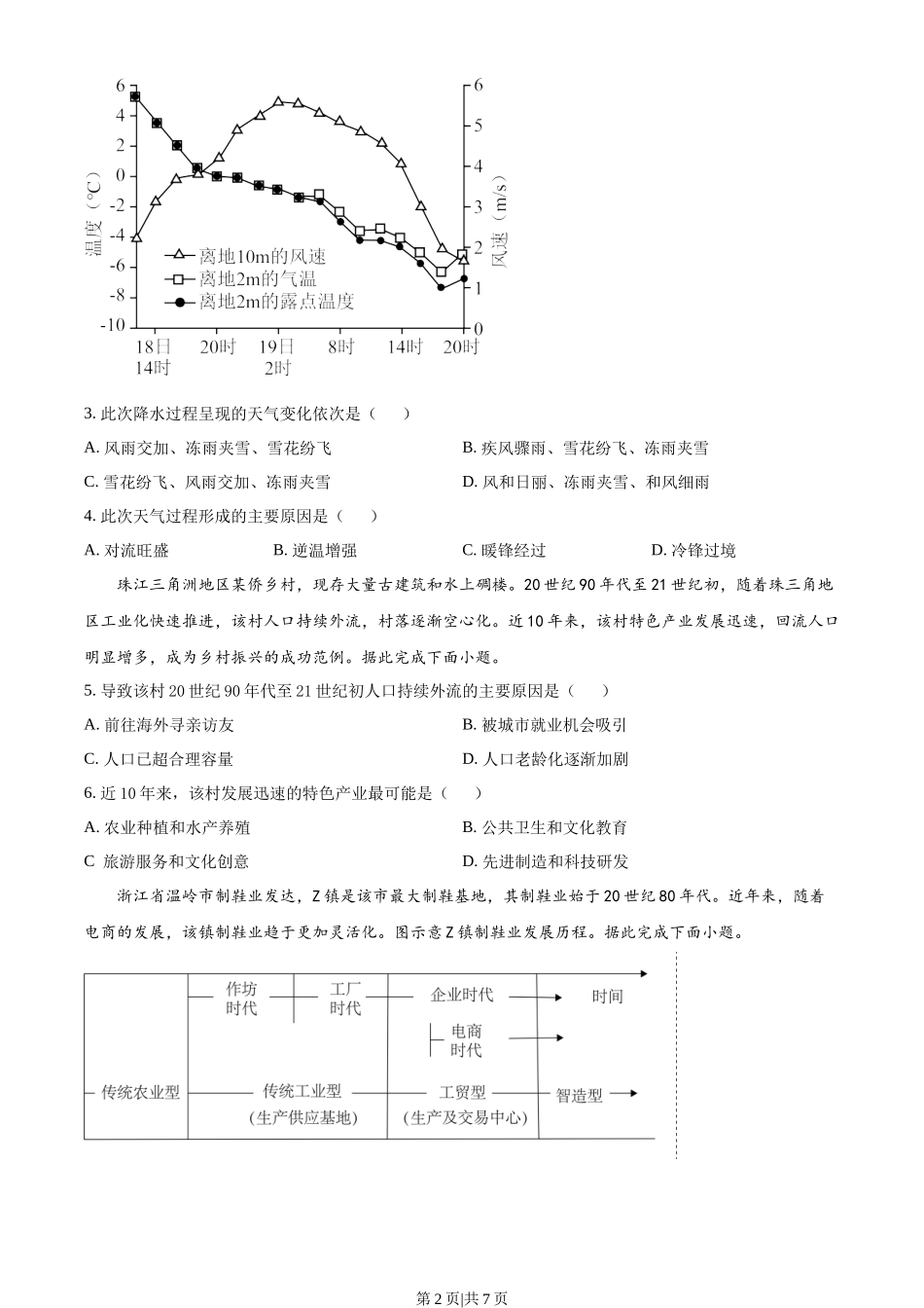 2023年高考地理试卷（广东）（空白卷）.docx_第2页