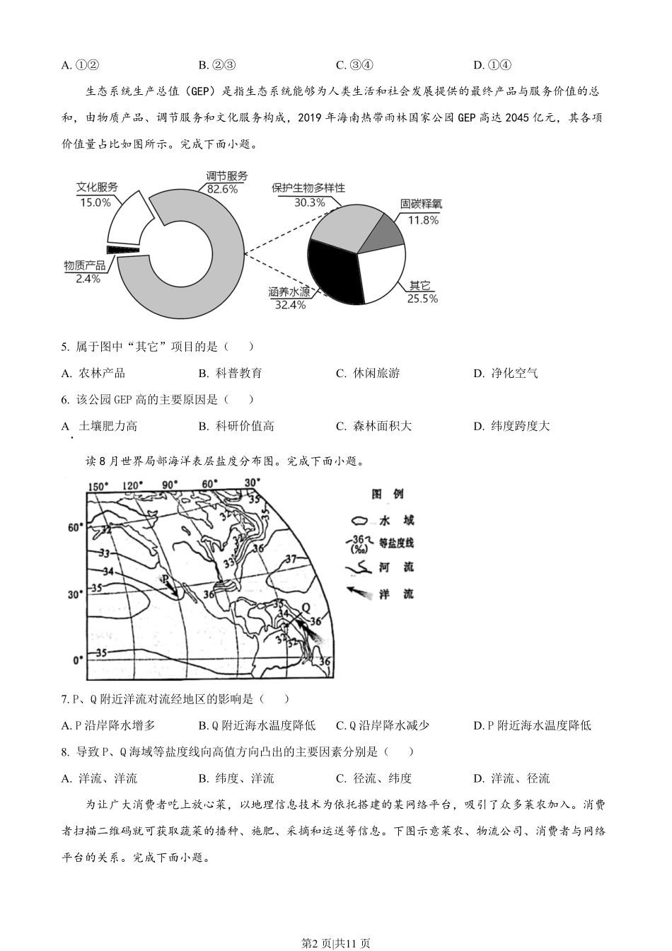 2023年高考地理试卷（浙江）（1月）（空白卷）.pdf_第2页