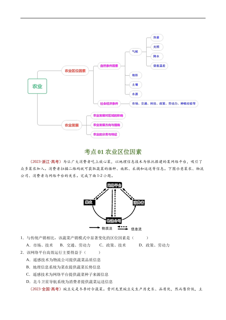 专题10  农业-五年（2019-2023）高考地理真题分项汇编（原卷版）.docx_第2页